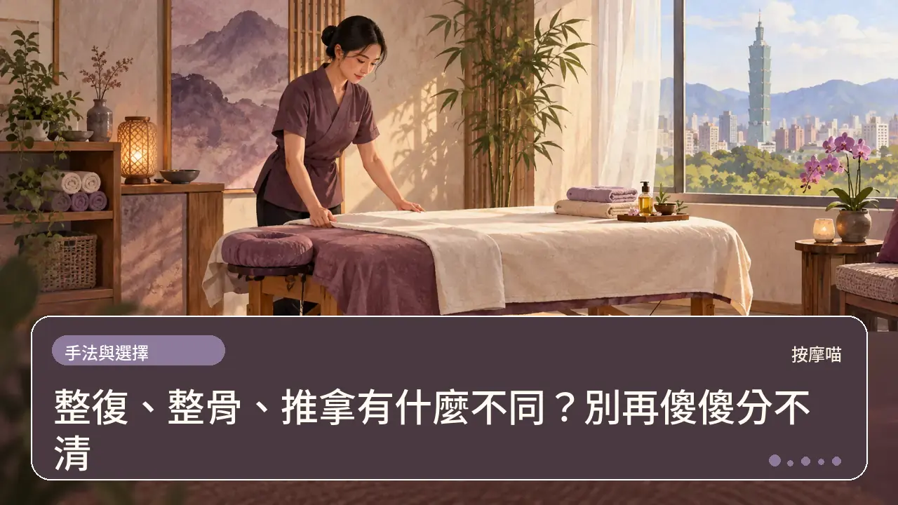 整復、整骨、推拿有什麼不同?別再傻傻分不清主題插畫
