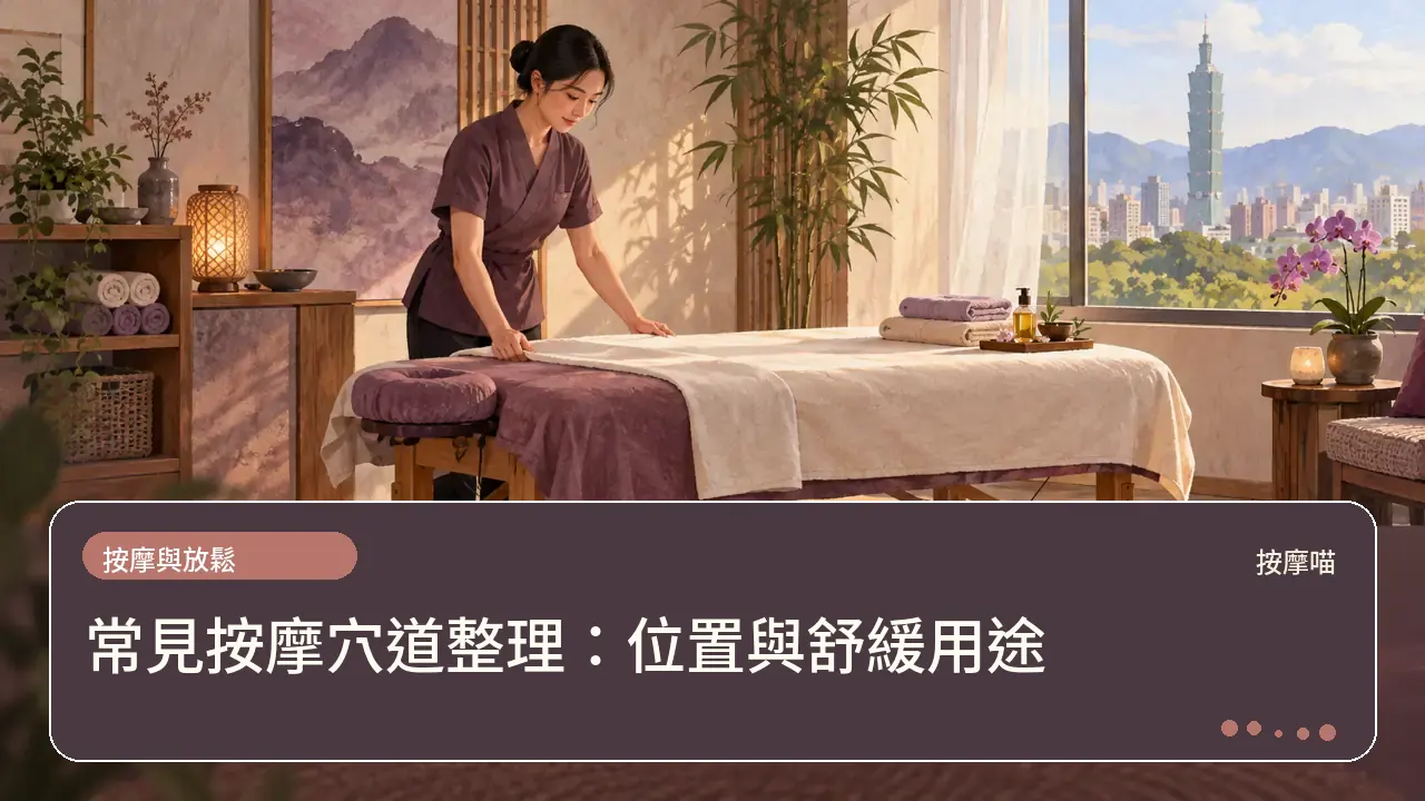常見按摩穴道整理:位置與舒緩用途主題插畫
