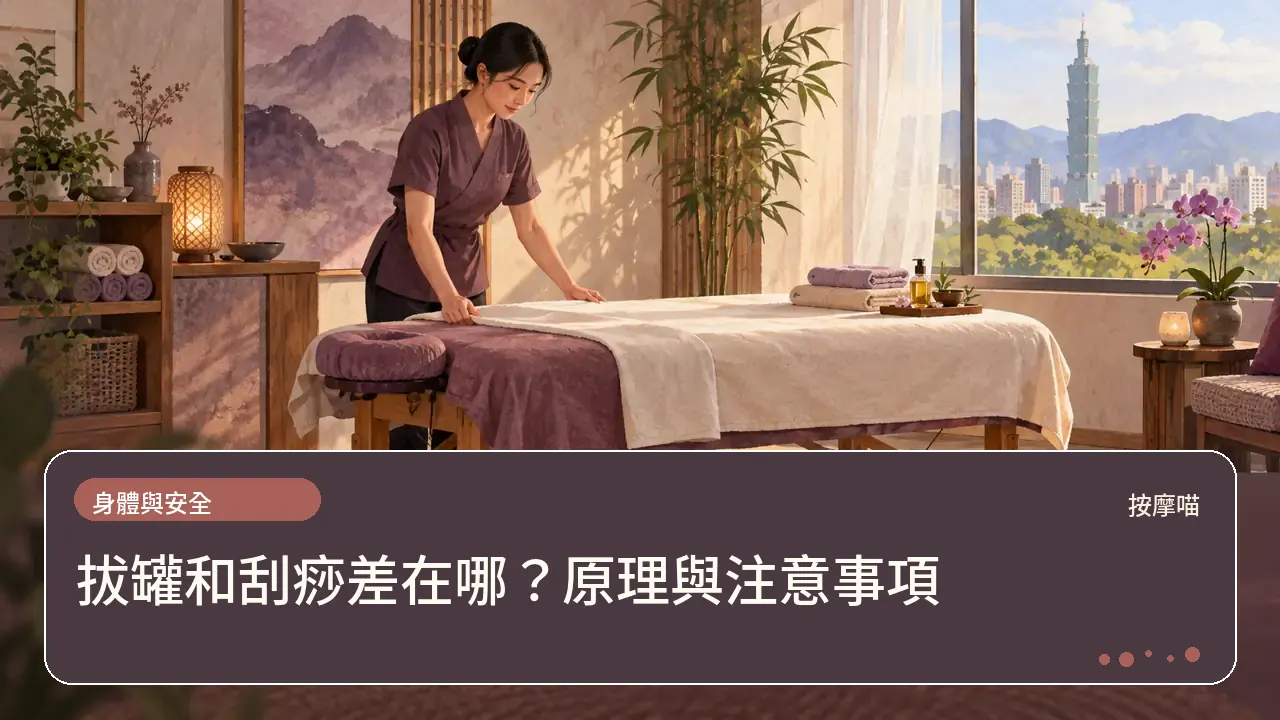 拔罐和刮痧差在哪?原理與注意事項主題插畫