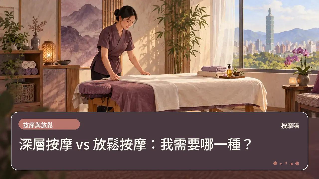 深層按摩 vs 放鬆按摩:我需要哪一種?主題插畫