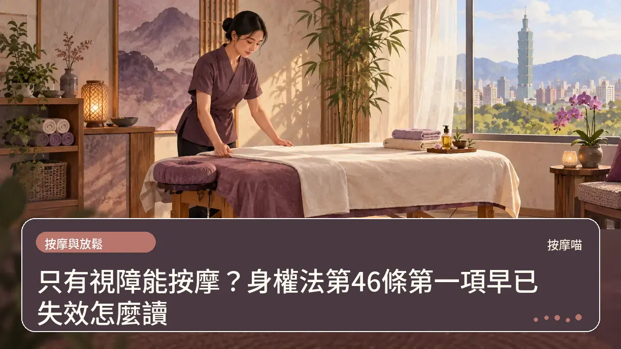只有視障能按摩？身權法第46條第一項早已失效怎麼讀主題插畫