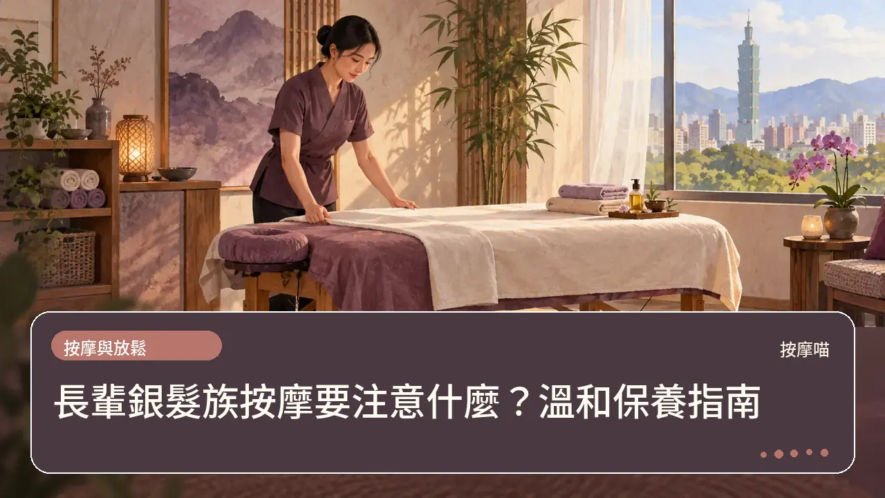 長輩銀髮族按摩要注意什麼?溫和保養指南主題插畫