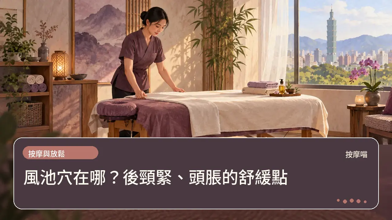 風池穴在哪?後頸緊、頭脹的舒緩點主題插畫