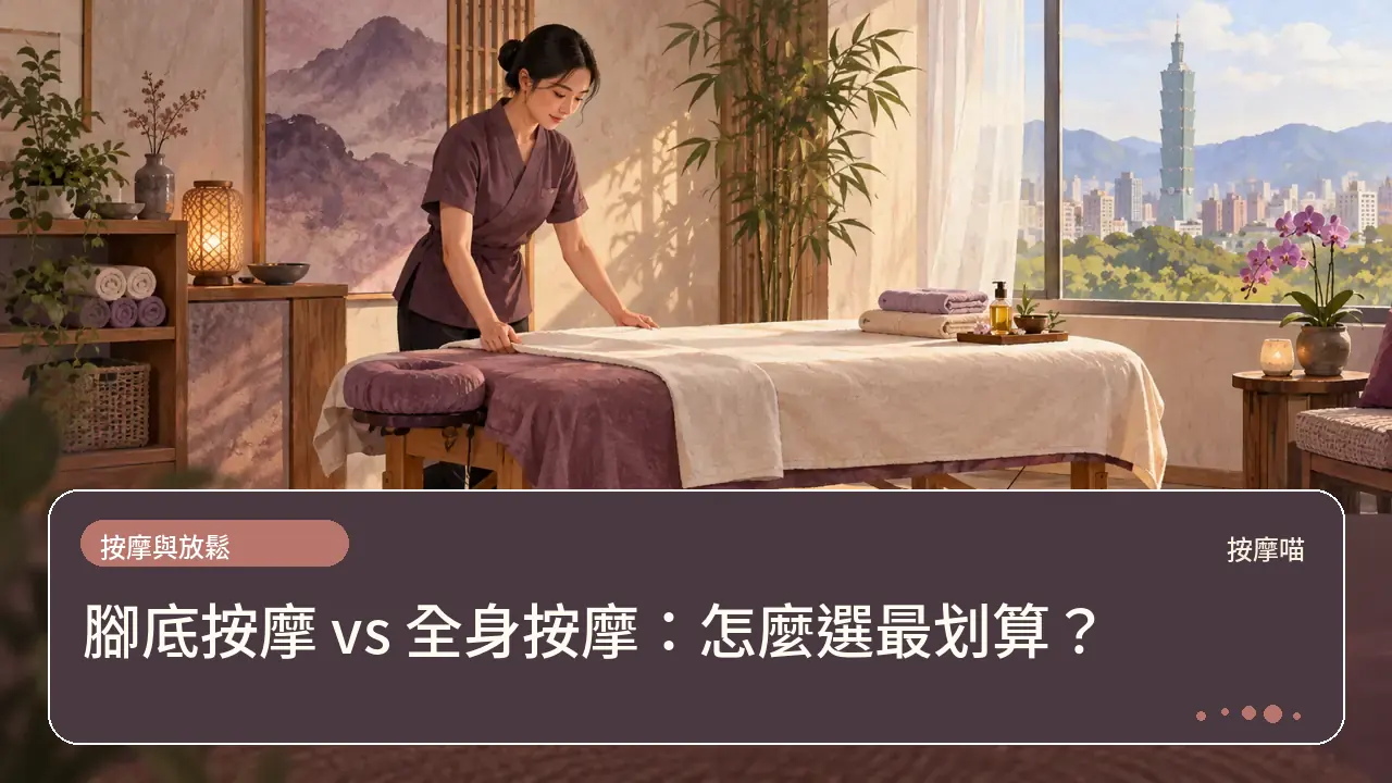 腳底按摩 vs 全身按摩：怎麼選最划算？主題插畫