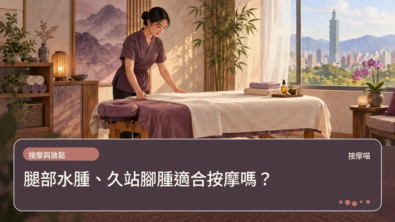 腿部水腫、久站腳腫適合按摩嗎？主題插畫