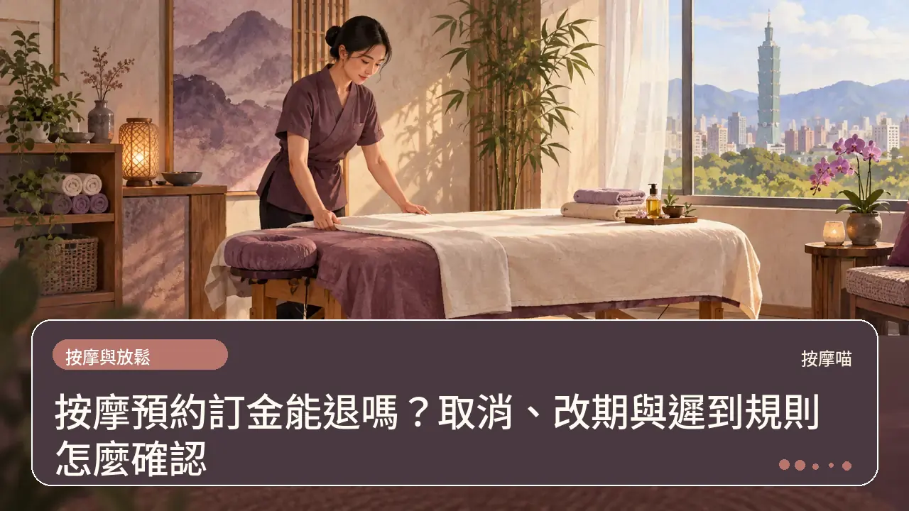 按摩預約訂金能退嗎?取消、改期與遲到規則怎麼確認主題插畫