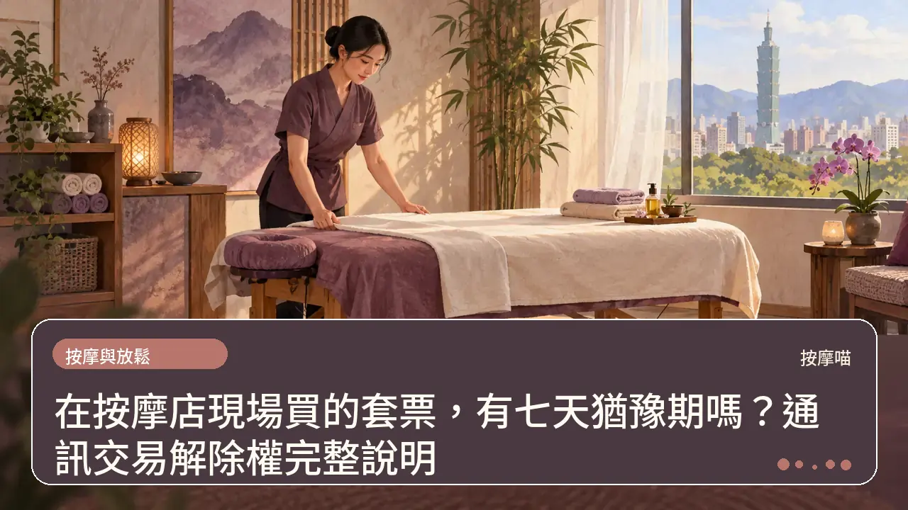 在按摩店現場買的套票,有七天猶豫期嗎?通訊交易解除權完整說明主題插畫