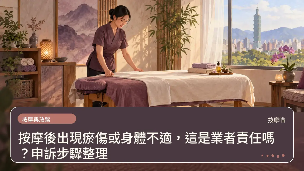 按摩後出現瘀傷或身體不適,這是業者責任嗎?申訴步驟整理主題插畫