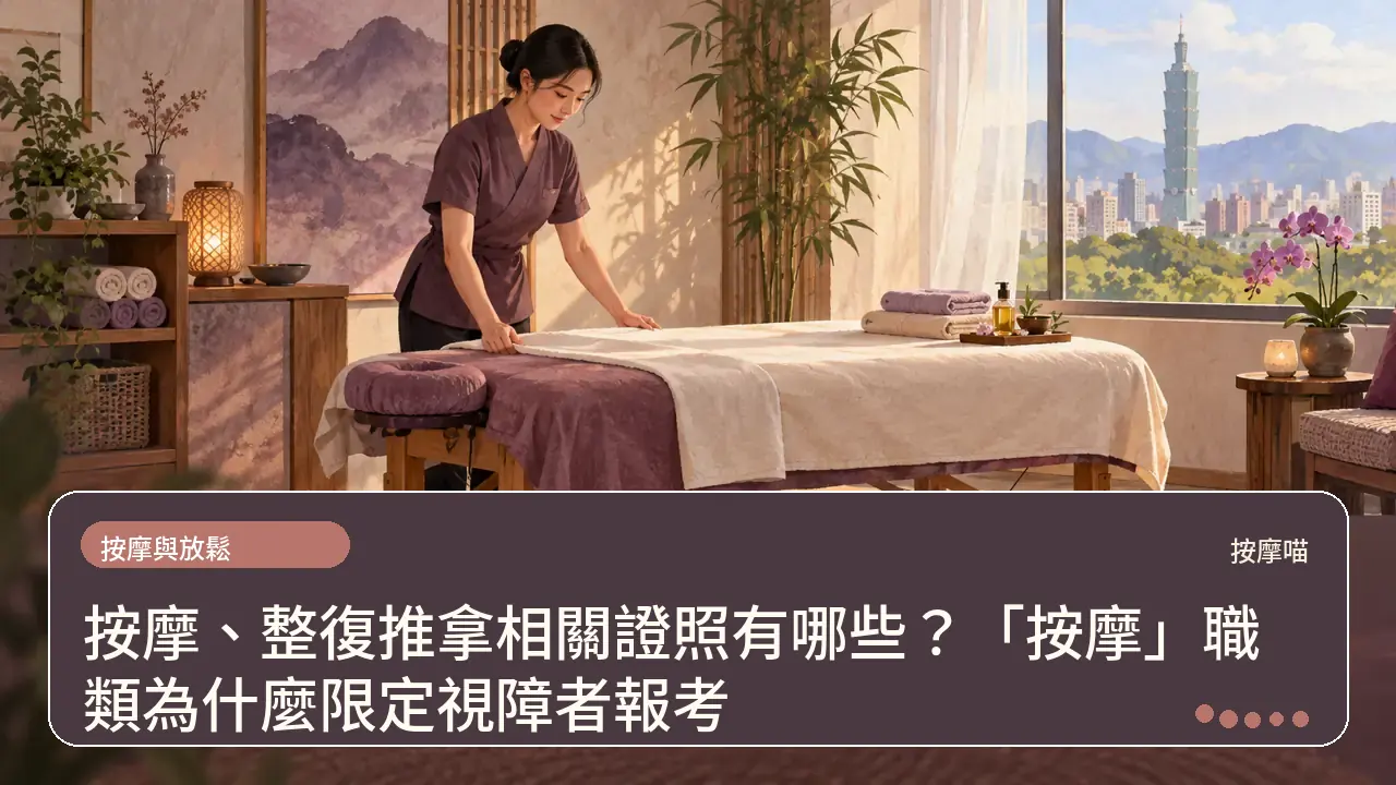 按摩、整復推拿相關證照有哪些?「按摩」職類為什麼限定視障者報考主題插畫