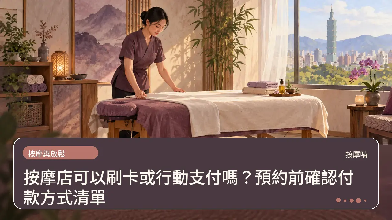 按摩店可以刷卡或行動支付嗎?預約前確認付款方式清單主題插畫