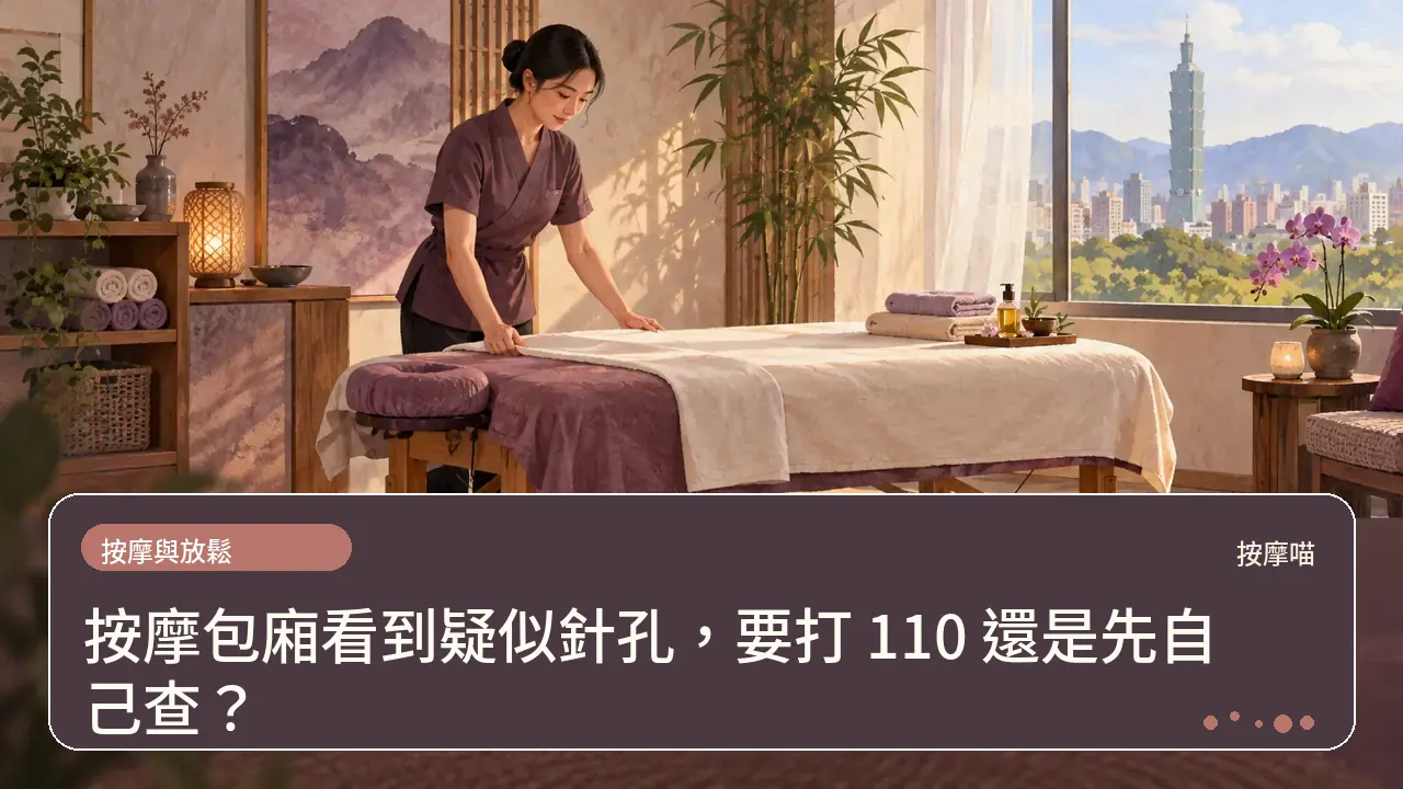 按摩包廂看到疑似針孔,要打 110 還是先自己查?主題插畫