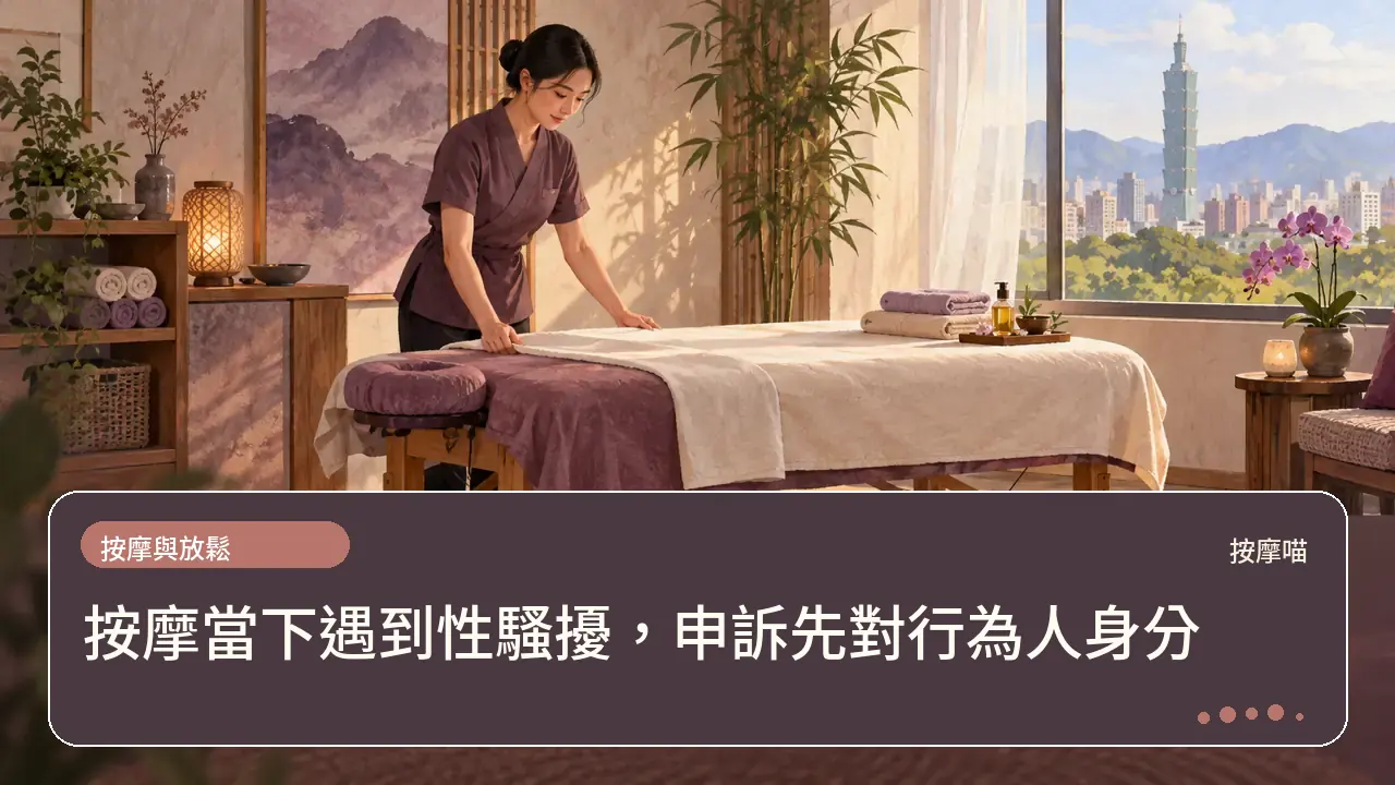 按摩當下遇到性騷擾,申訴先對行為人身分主題插畫