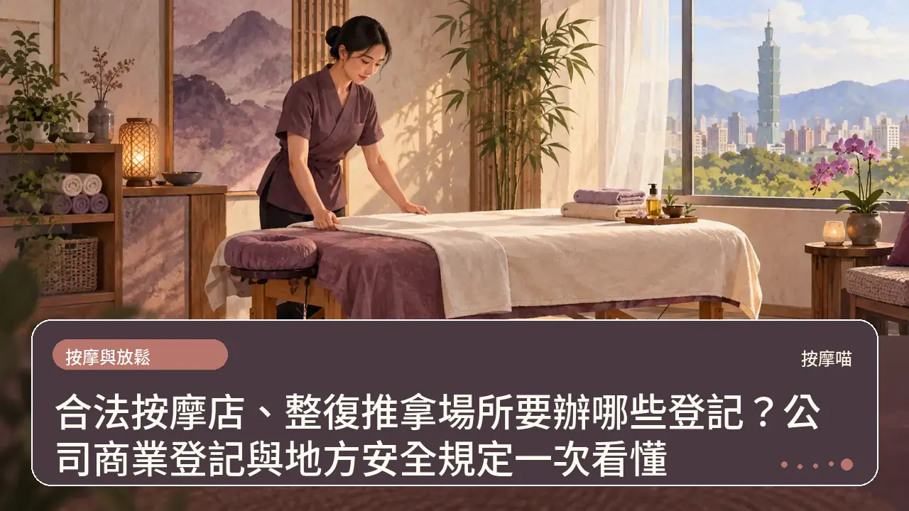 合法按摩店、整復推拿場所要辦哪些登記?公司商業登記與地方安全規定一次看懂主題插畫