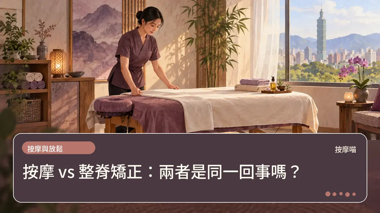 按摩 vs 整脊矯正:兩者是同一回事嗎?主題插畫