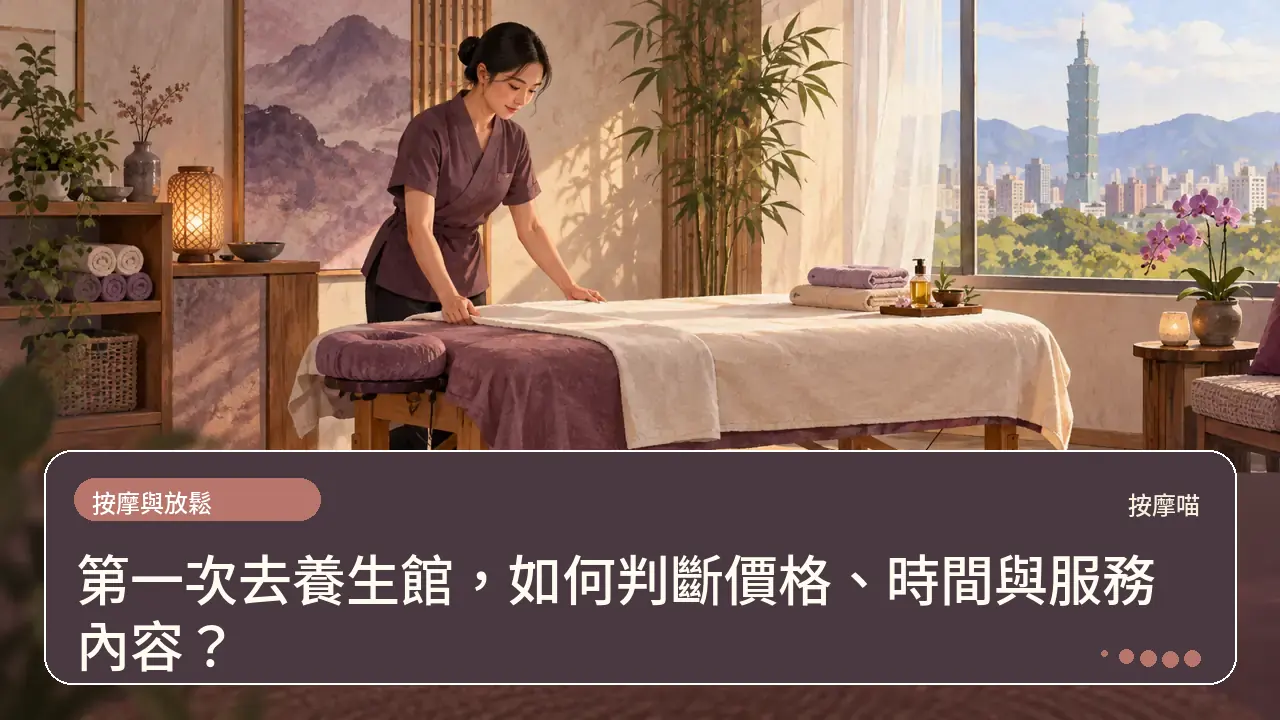 第一次去養生館，如何判斷價格、時間與服務內容？主題插畫