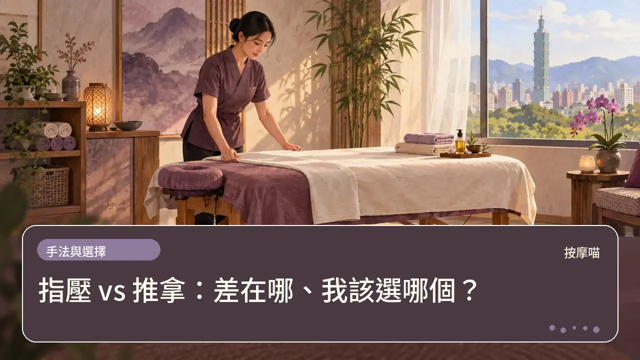 指壓 vs 推拿:差在哪、我該選哪個?主題插畫