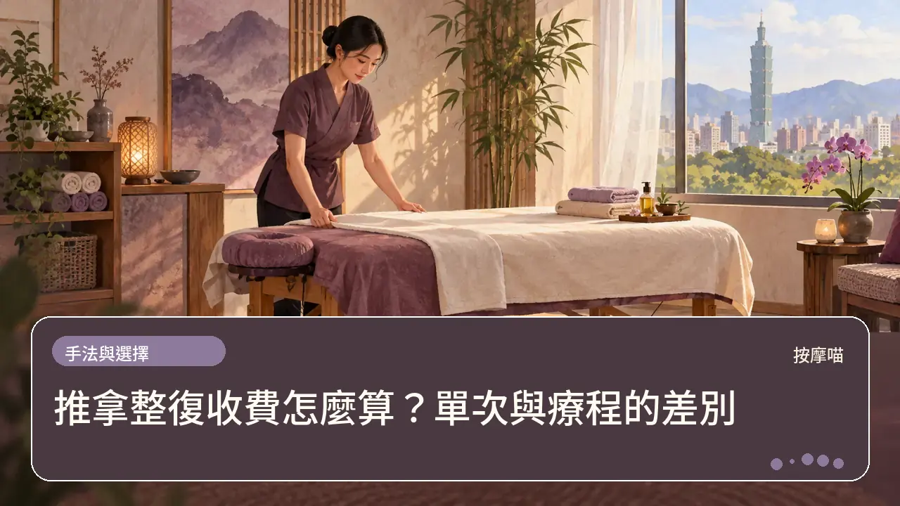 推拿整復收費怎麼算?單次與療程的差別主題插畫
