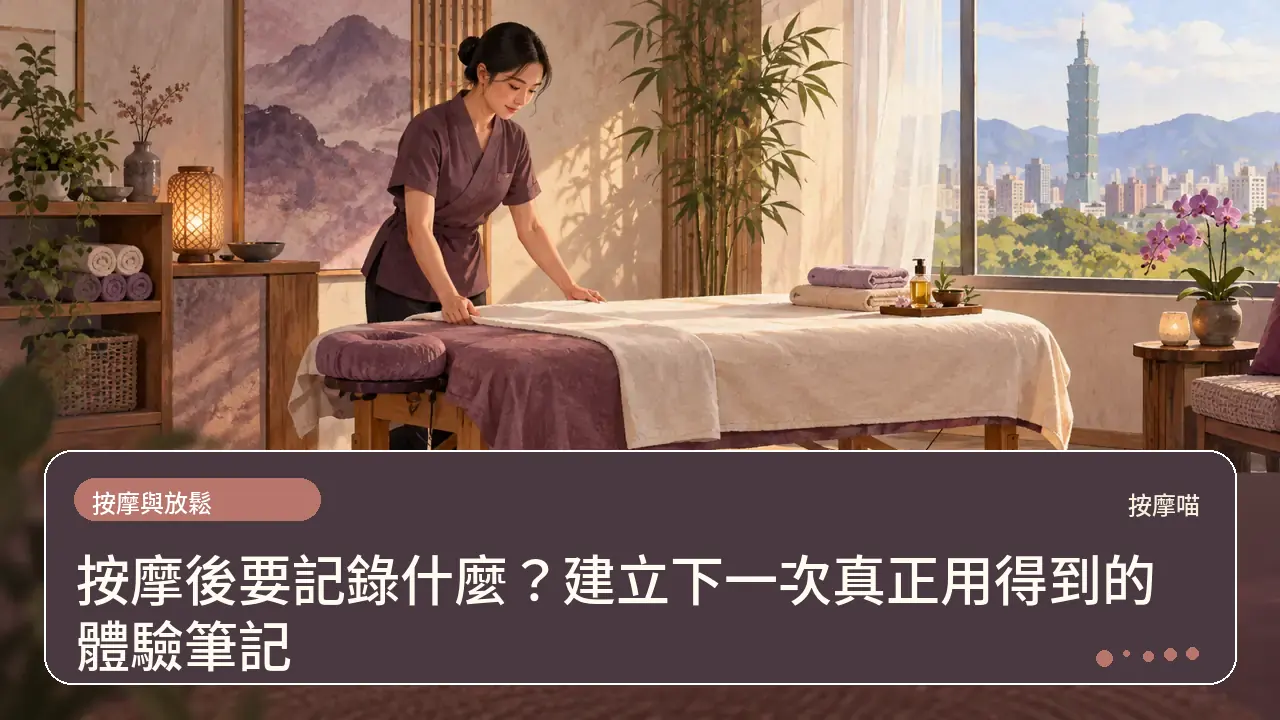 按摩後要記錄什麼？建立下一次真正用得到的體驗筆記主題插畫