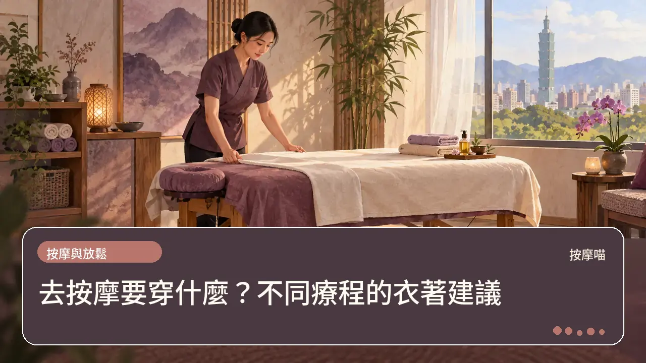 去按摩要穿什麼?不同療程的衣著建議主題插畫